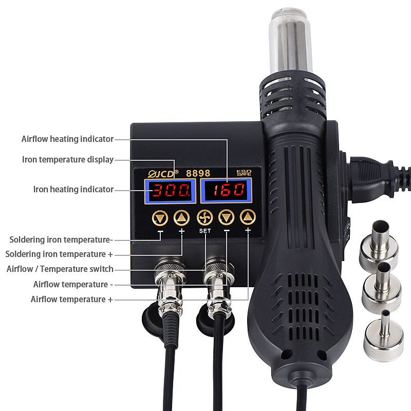 JCD 8898‑16 750W 2‑in‑1 LCD Di - огляд і ціна 2 In 1 Soldering Rework Station 750W