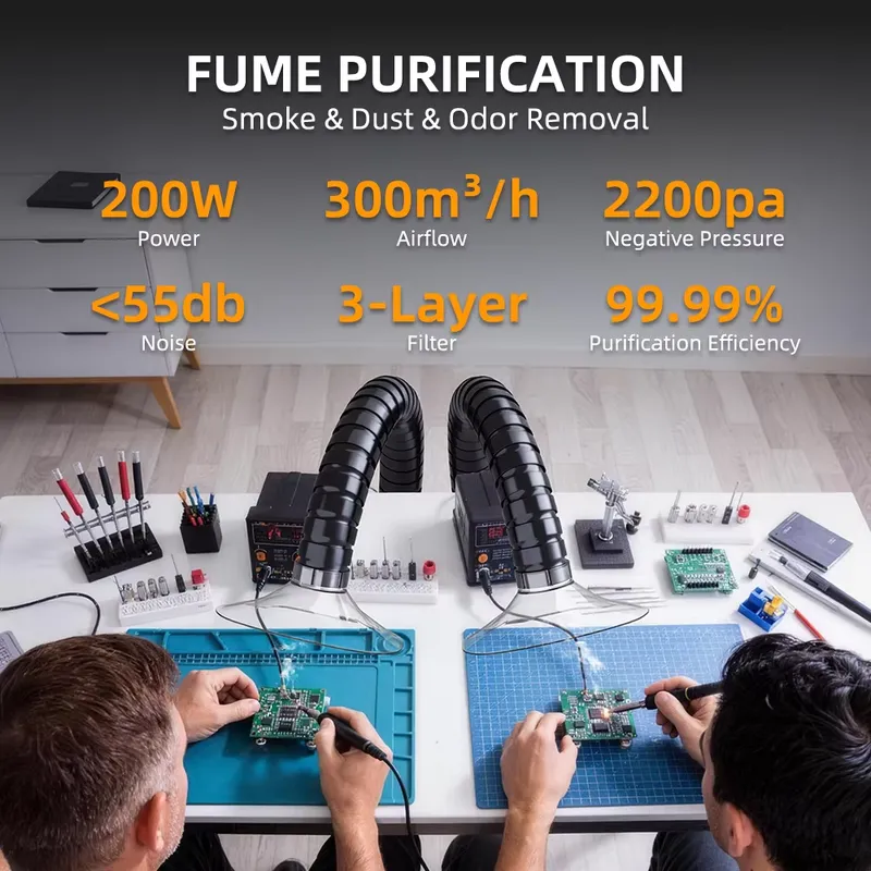 DX1002 Dual-Arm 200W Fume Extr - огляд і ціна Fume Extractor Soldering Dual Arm